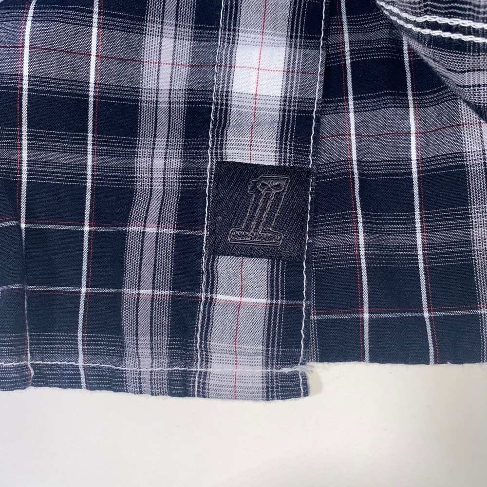 Harley Davidson Mens Plaid‎ Short Sleeve Button Up Shirt Black White Size M - Picture 4 of 8